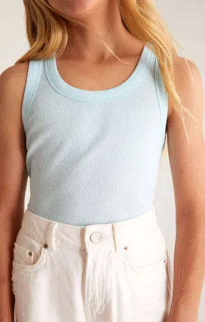 Z Supply Girls Oaklynn Rib Tank - Iced Turquoise