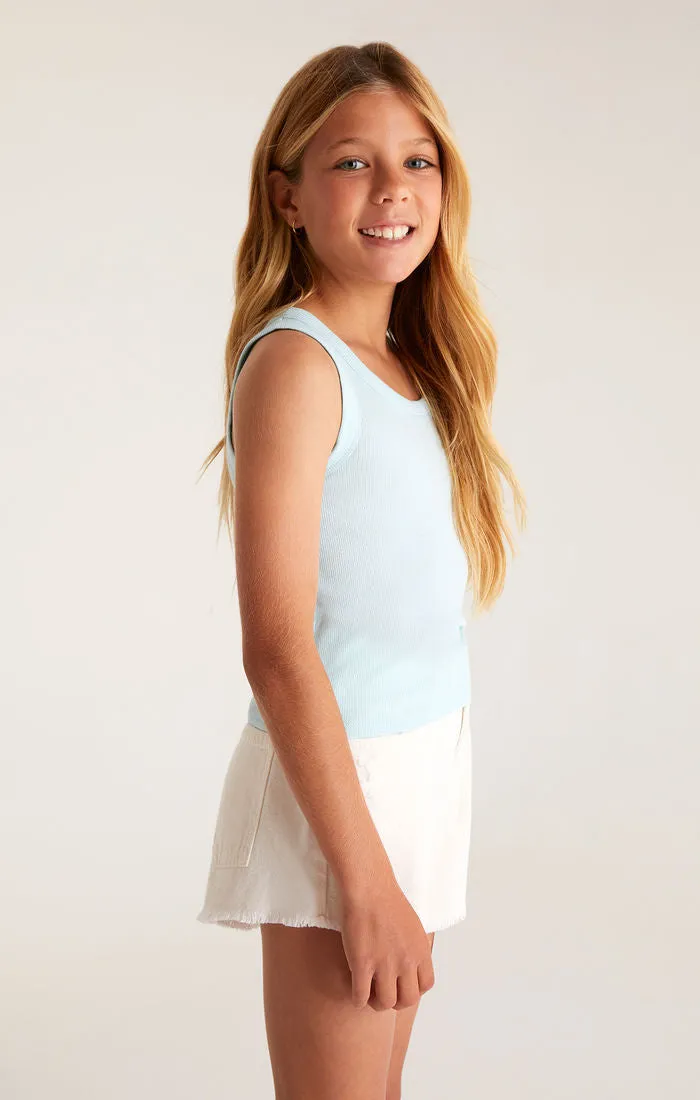 Z Supply Girls Oaklynn Rib Tank - Iced Turquoise
