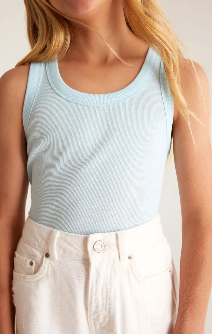 Z Supply Girls Oaklynn Rib Tank - Iced Turquoise