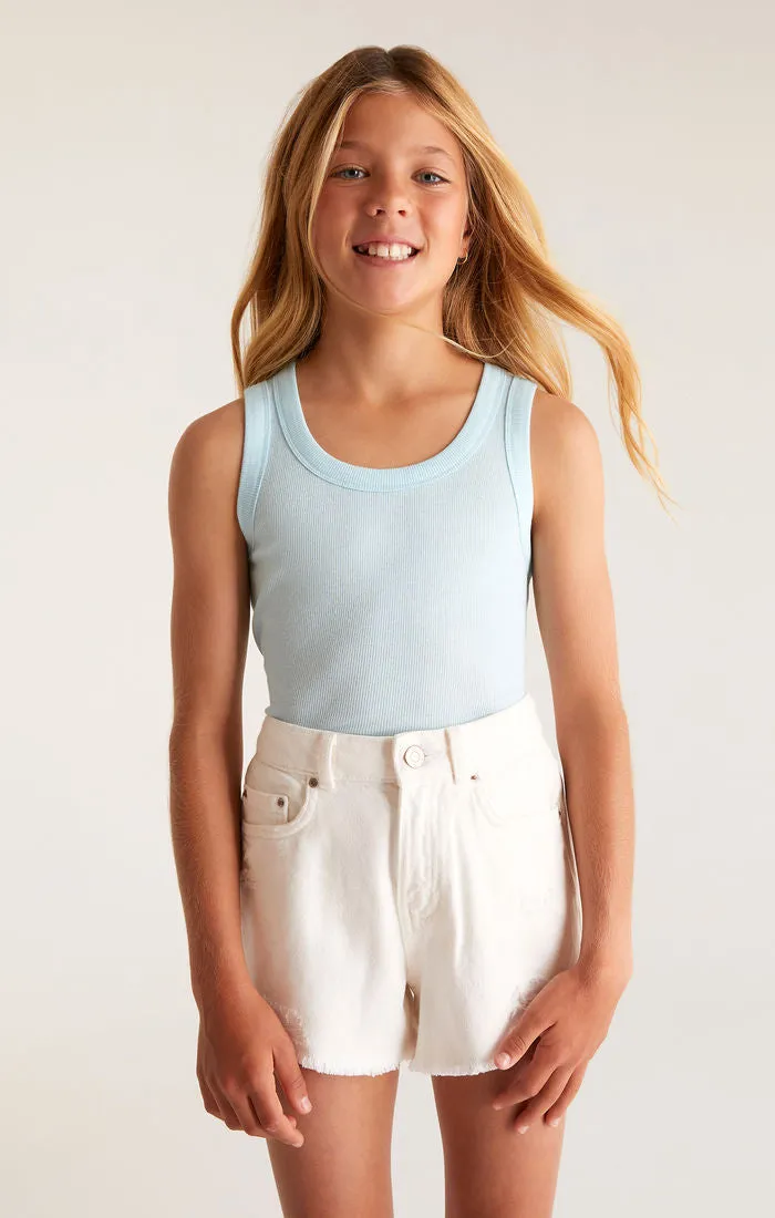 Z Supply Girls Oaklynn Rib Tank - Iced Turquoise