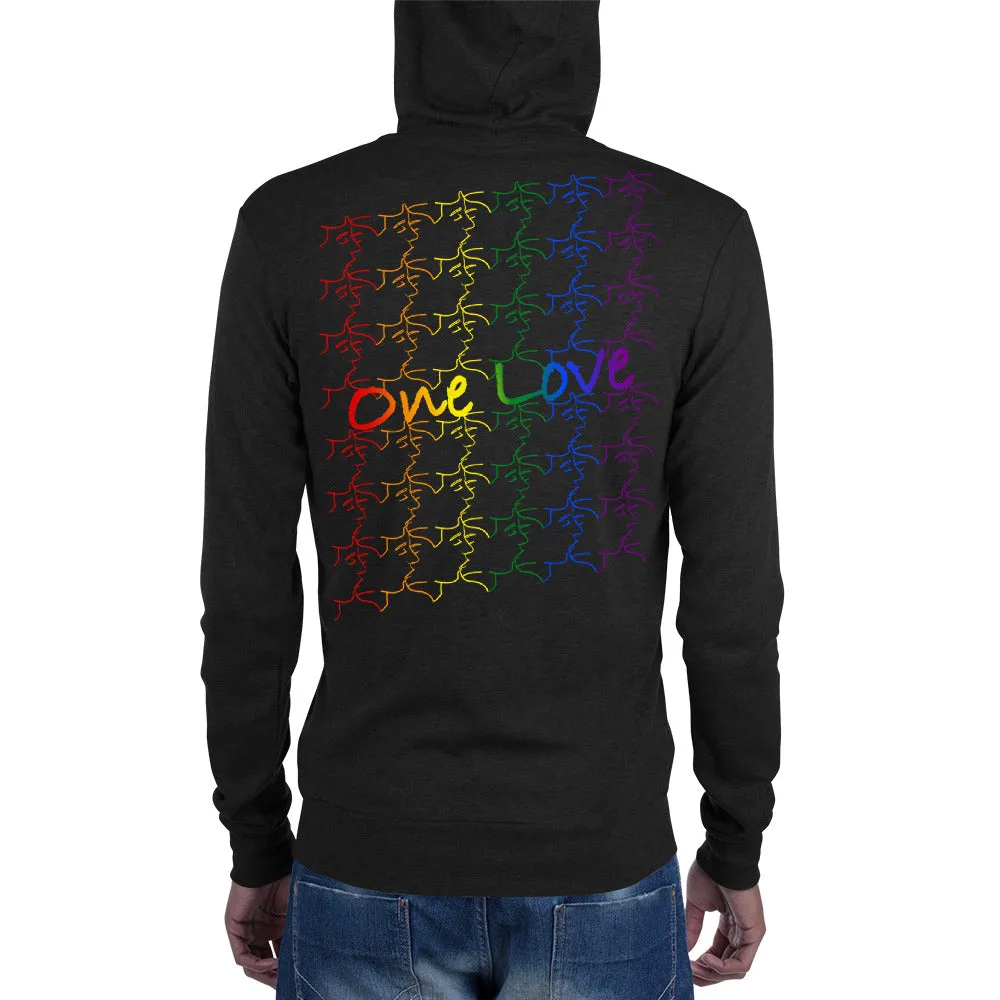 zip hoodie - kissing tile design - pride colors - unisex