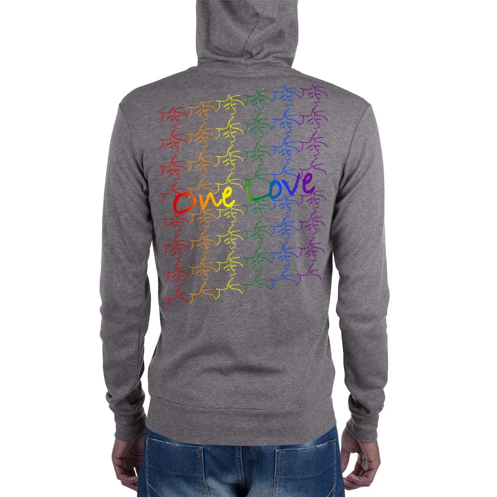 zip hoodie - kissing tile design - pride colors - unisex